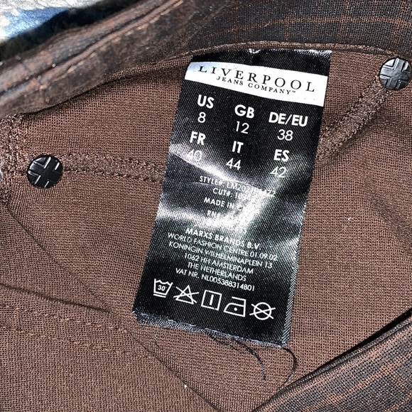 Liverpool Jeans Company dark brown and light brown plaid skinny pants.  Size 8 - Picture 6 of 7